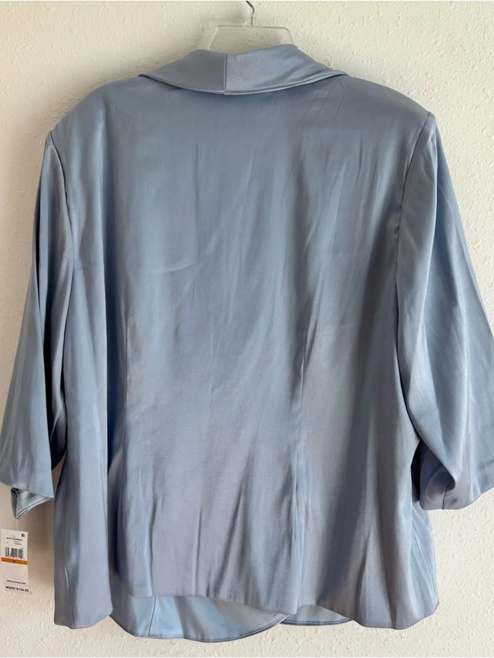 Alex Evenings Shimmer Blouse Womens Plus Size 3X Blue 3/4 Sleeves Formal Wedding - Picture 7 of 10